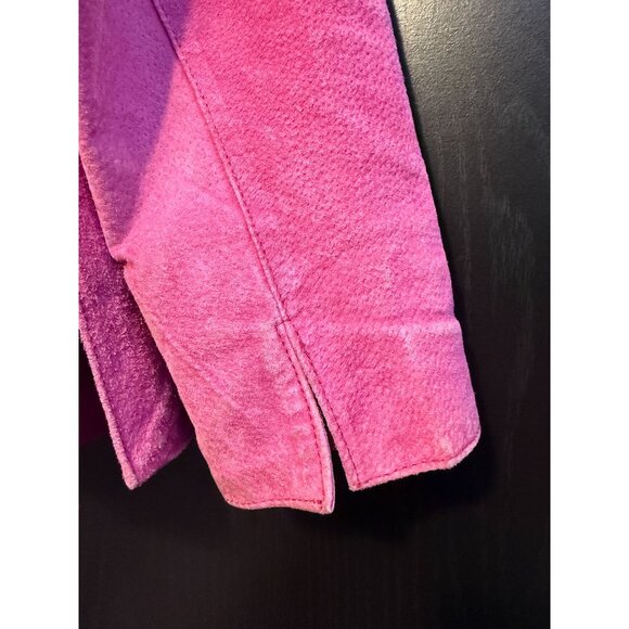 Spiegel Vintage Women's Pink Leather Jacket Medium Button Up Collared 90s - Picture 4 of 12